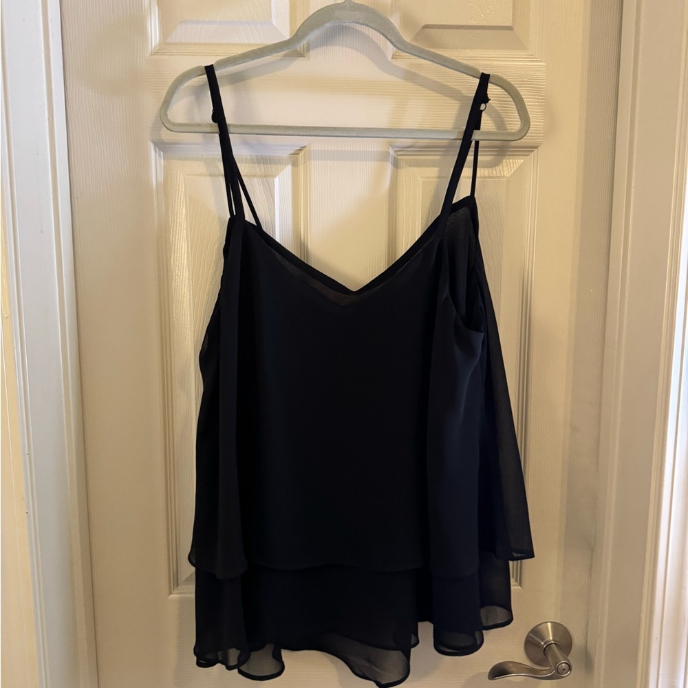 Elegant Black Layered Women's chiffon tank